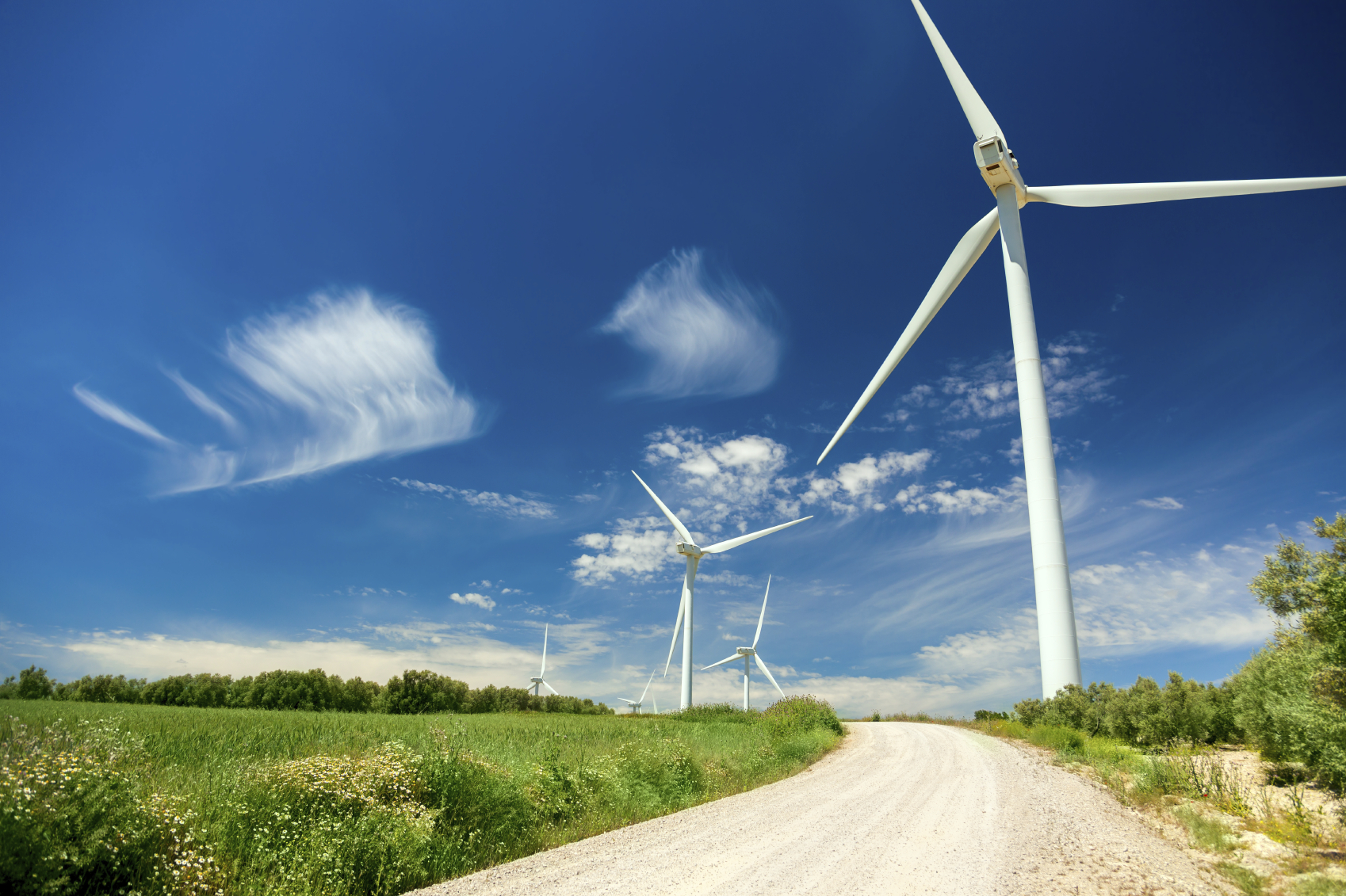 Wind Generator Turbines in beautiful Real Landscape