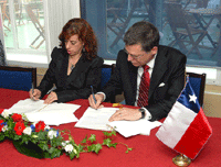 Presidenta de CONICYT, Vivian Heyl, y su homólogo de la Academia de Cienciasde Finlandia (AKA), Markku Mattila.